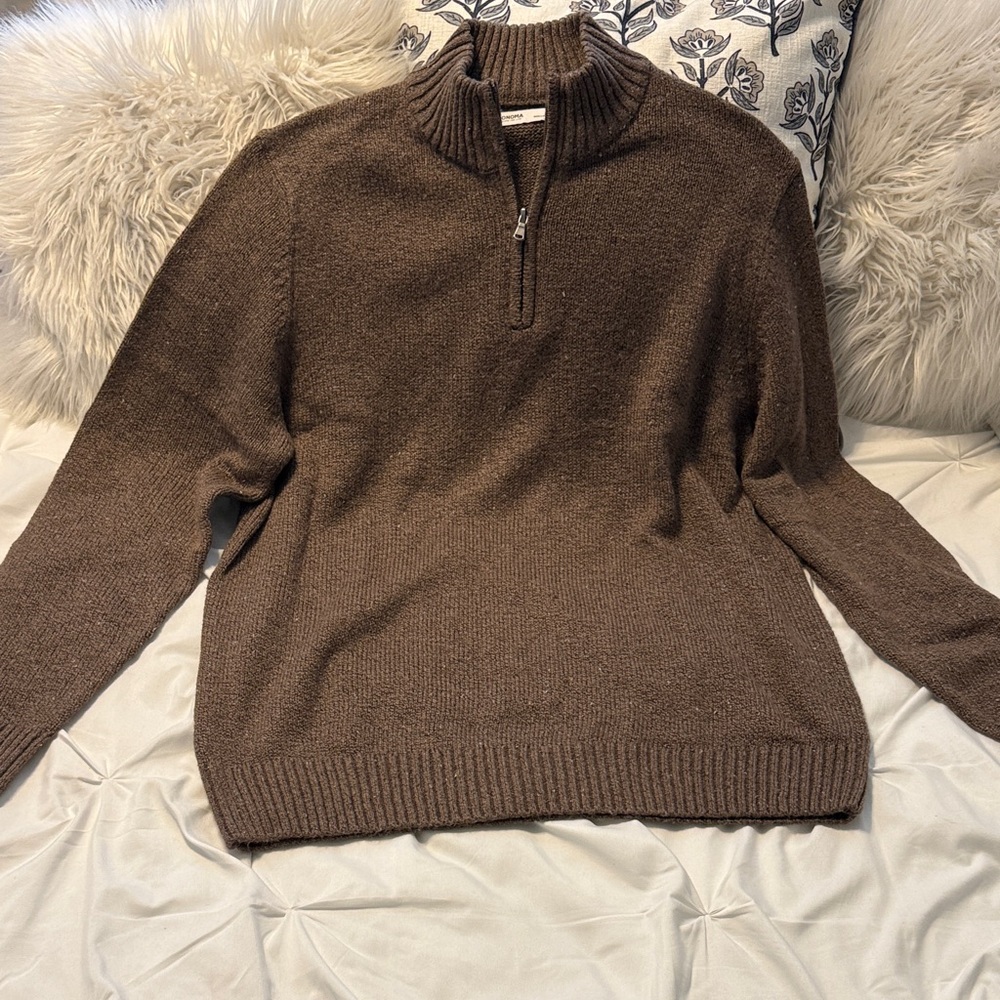 Sonoma Brown Zip-Up Mock Neck Sweater